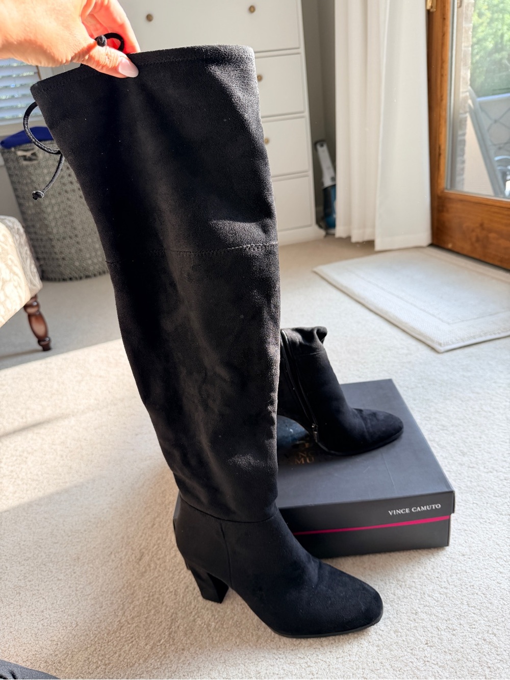 Vince Camuto Black Over-the-Knee Block Heel Boots